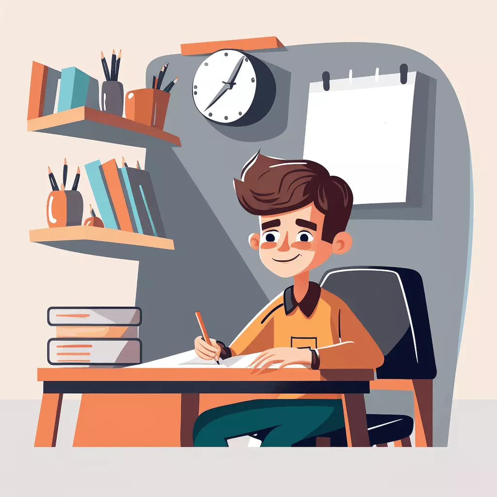 Étudiant souriant et motivé pendant ses cours particuliers de mathématiques et de biologie.